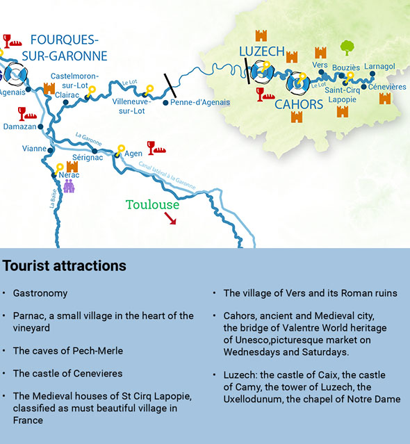 Itinéraires croisière fluviale lot
